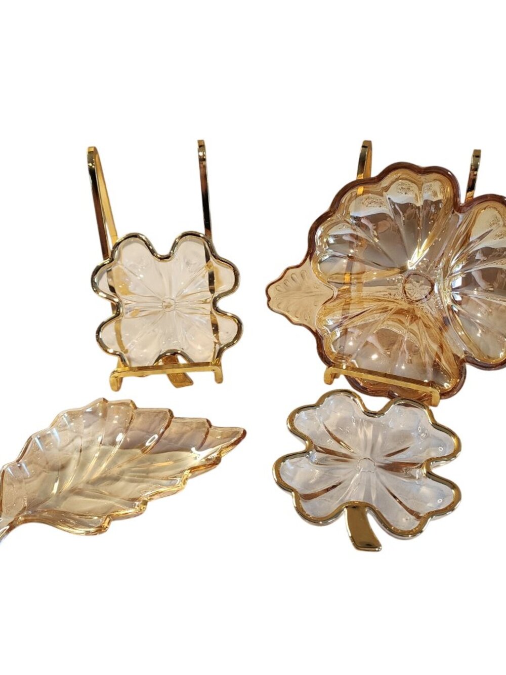 Jeanette Glass 4 & 3 leaf clovers Indiana Glass Leaf Glass Lot
